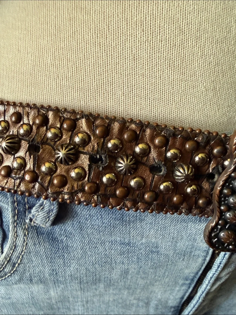 Vintage Rod's Western Palace Studded Rhinestone Leather Belt M Pristine